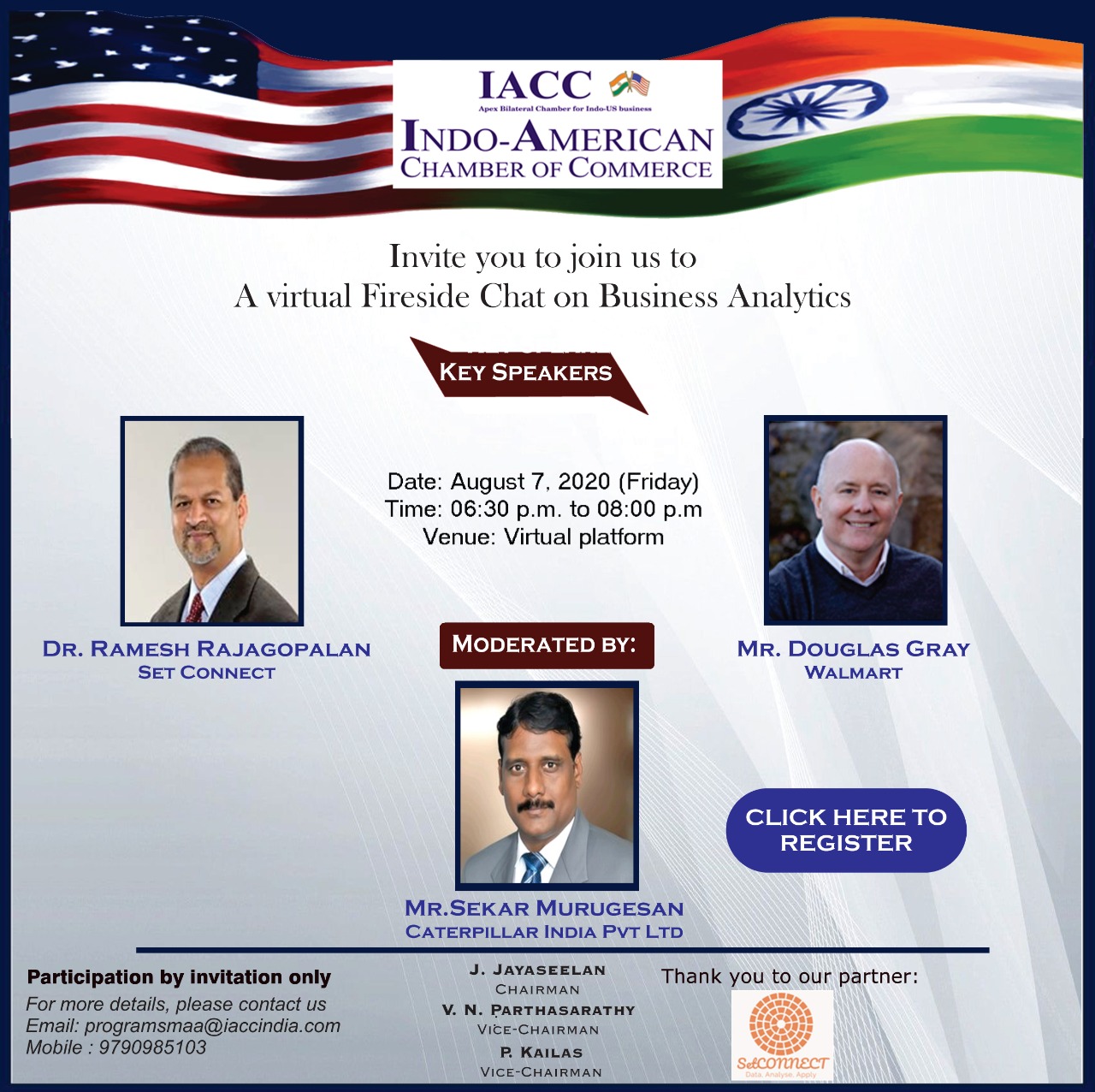 Virtual Fireside Chat Flyer - Indo American Chamber of Commerce