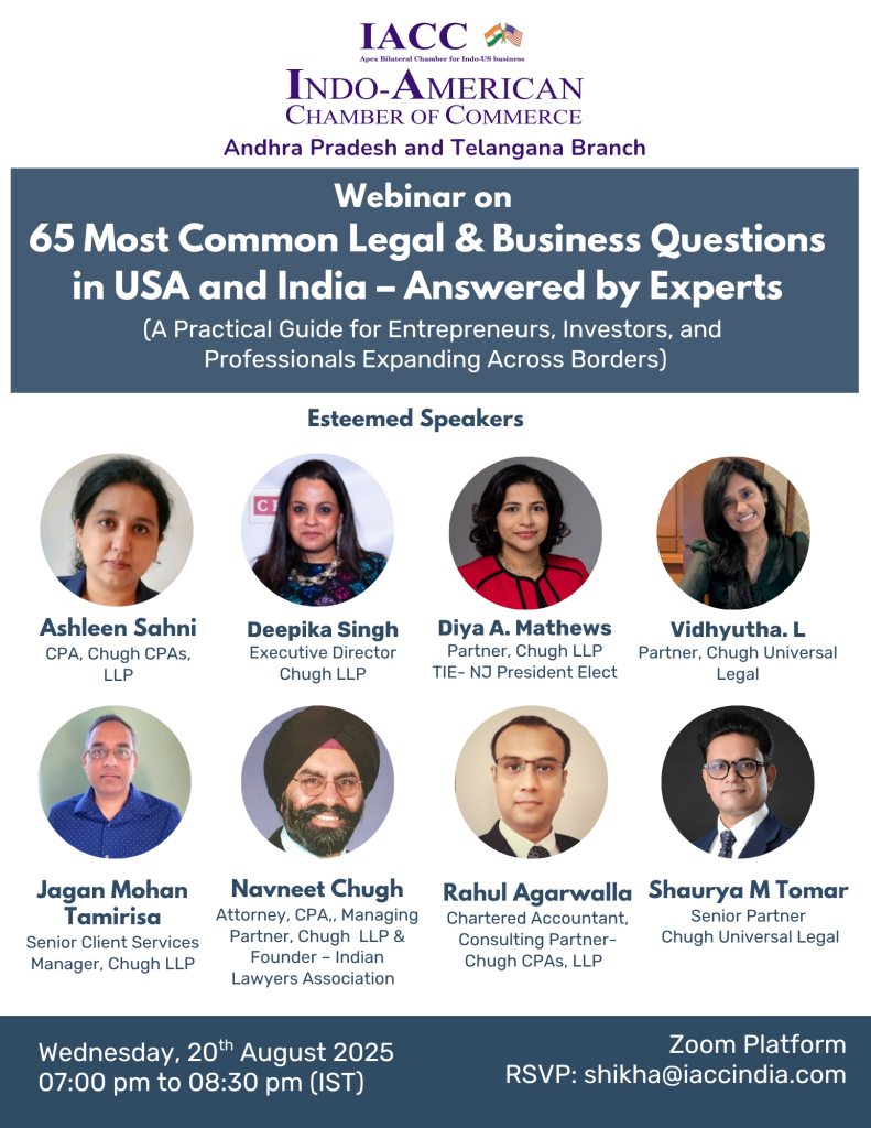 Knowledge webinar on “65 Most Common Legal & Business Questions in USA and India – Answered by Experts”